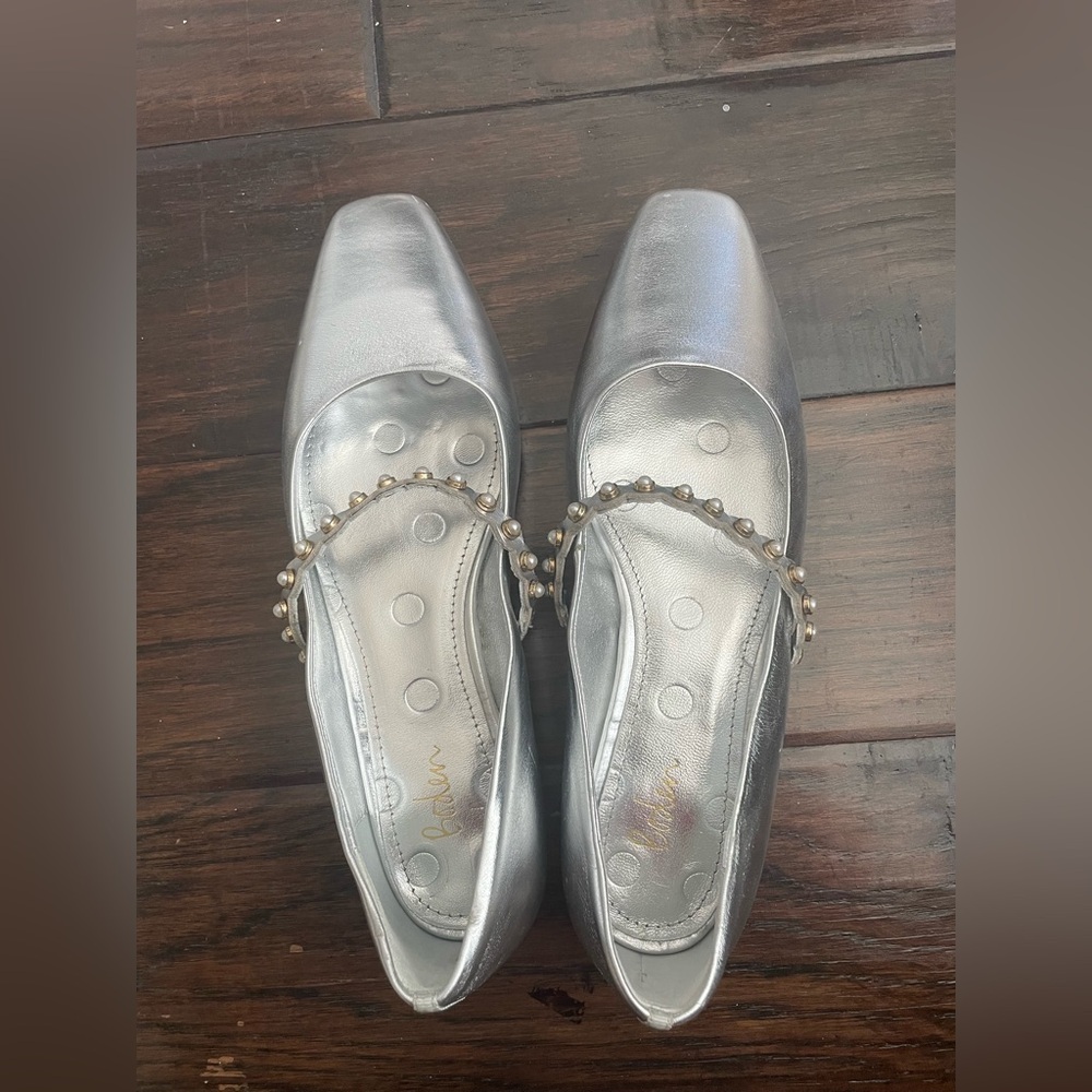 Boden Silver Flats with Pearl Accents New Without Tags